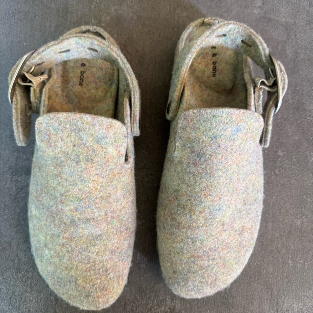 Rag & Bone Creamy Green Mules with Adjustable Strap